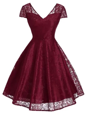 1950s Floral Lace Swing Dress