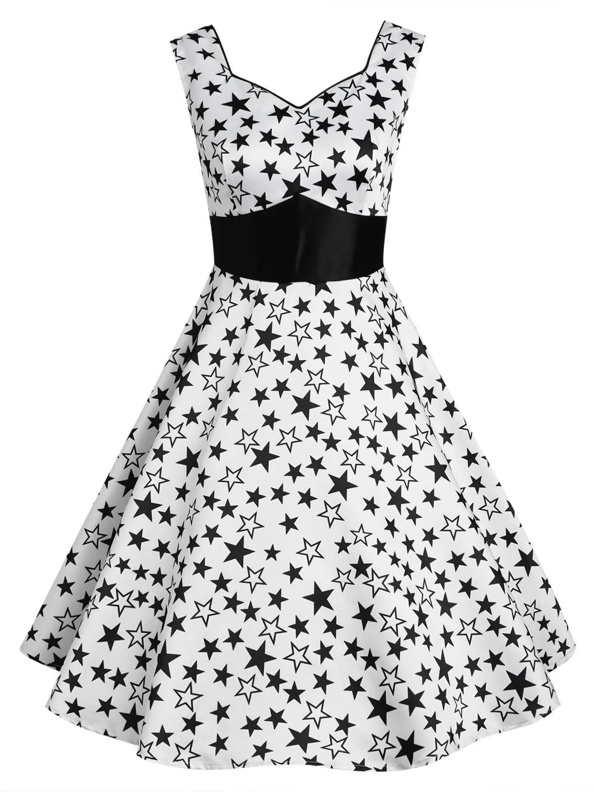 1950s Little Stars Sweetheart Neck Dress