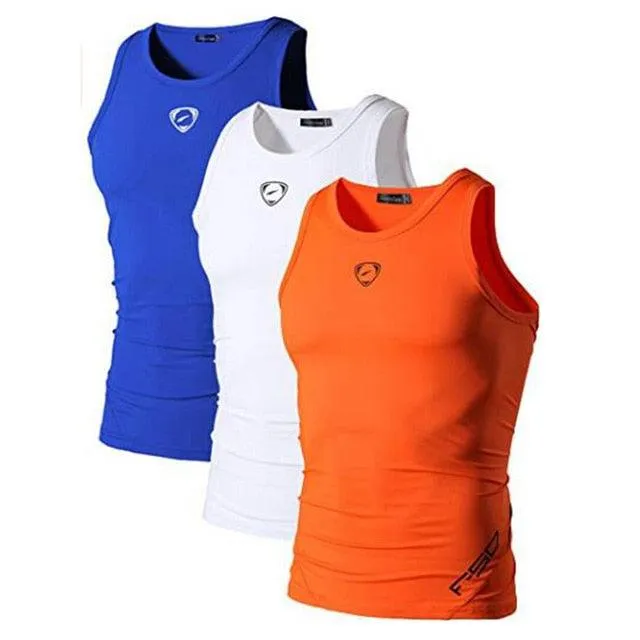 3 Pack Sport Tank Tops - Sleeveless Running Gym Workout Fitness Slim Tops (TM7)(F101)(F8)