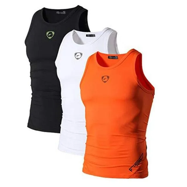 3 Pack Sport Tank Tops - Sleeveless Running Gym Workout Fitness Slim Tops (TM7)(F101)(F8)