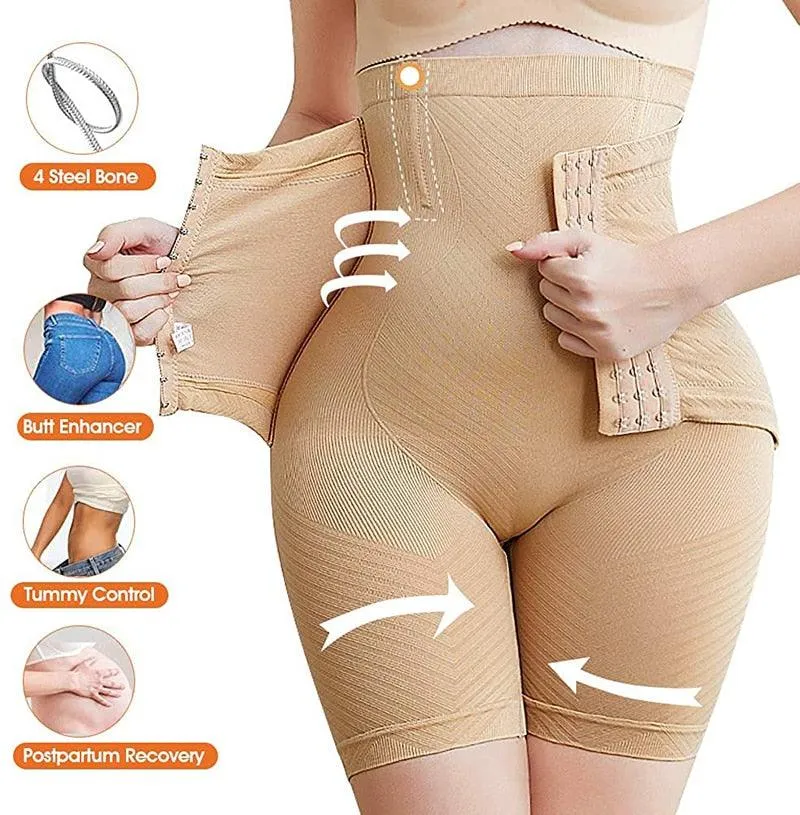 5XL Push Up Butt Lifter Slim Body Shaper - Firm Tummy Control Panties with Hooks Shapewear - High Waist Trainer (FHW1)