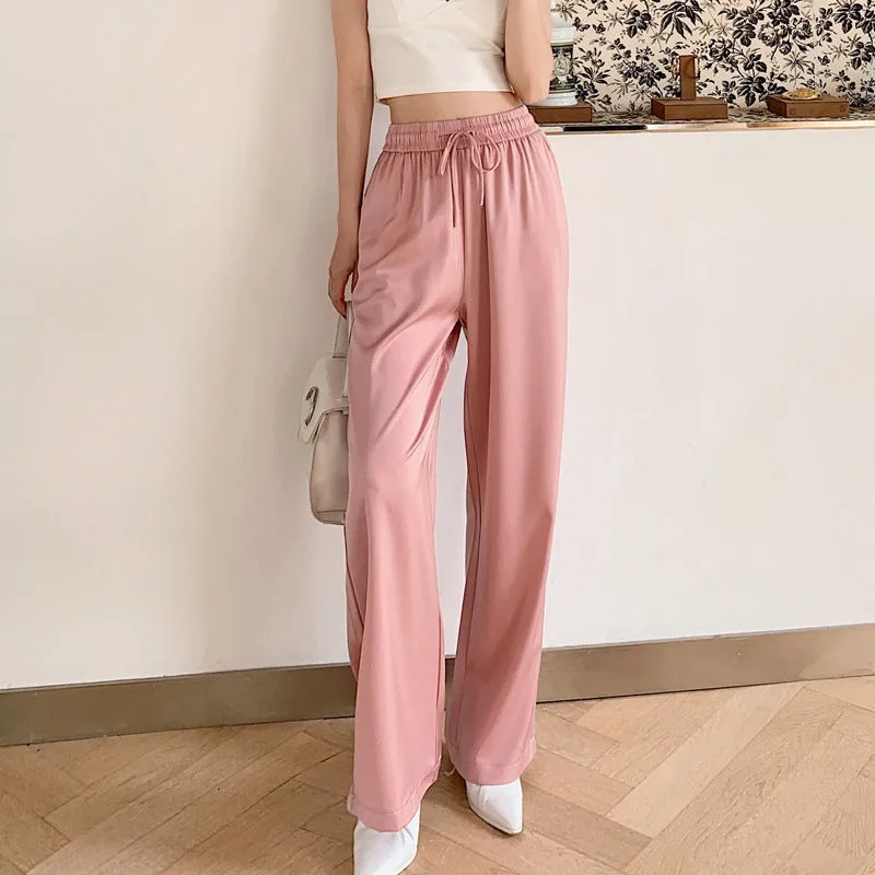 Acetate Wide-leg Pants Ice Silk Small High-grade Printing