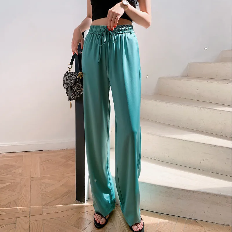 Acetate Wide-leg Pants Ice Silk Small High-grade Printing