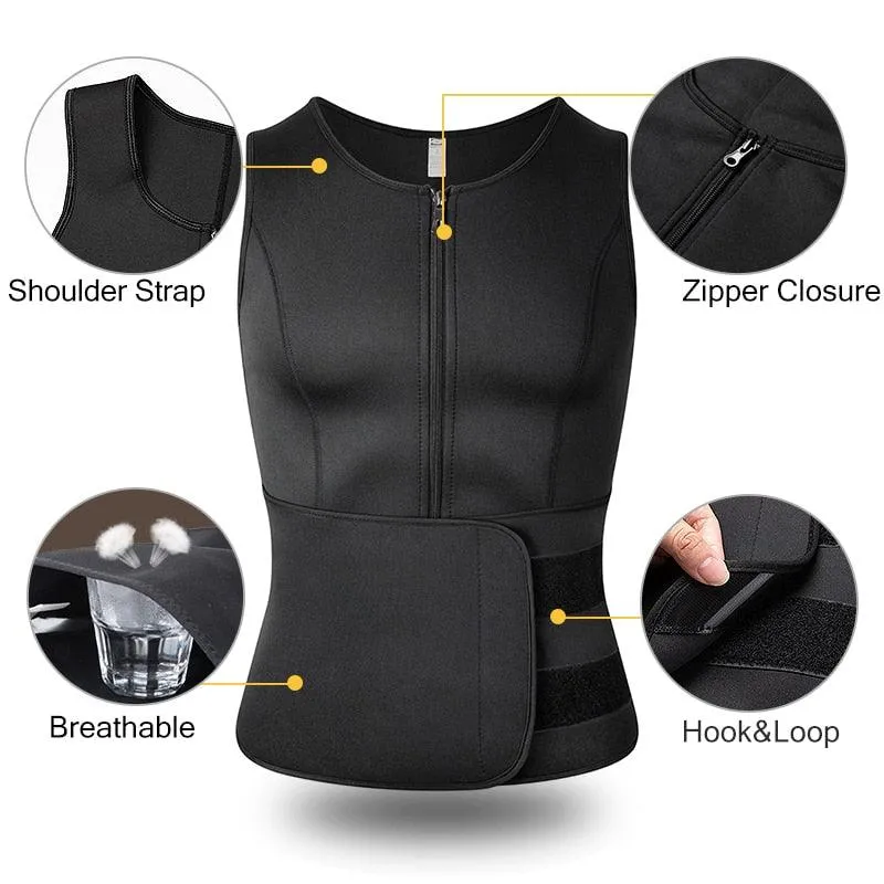 Amazing Men's Shapers Sweat Vest for Men Waist Trainer Vest Adjustable Workout Body Shaper with Double Zipper for Sauna Suit (FHM1)(1U101)(1U9)(F101)