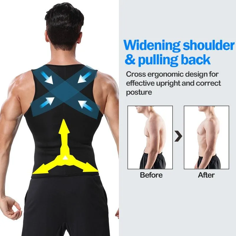 Amazing Men's Shapers Sweat Vest for Men Waist Trainer Vest Adjustable Workout Body Shaper with Double Zipper for Sauna Suit (FHM1)(1U101)(1U9)(F101)