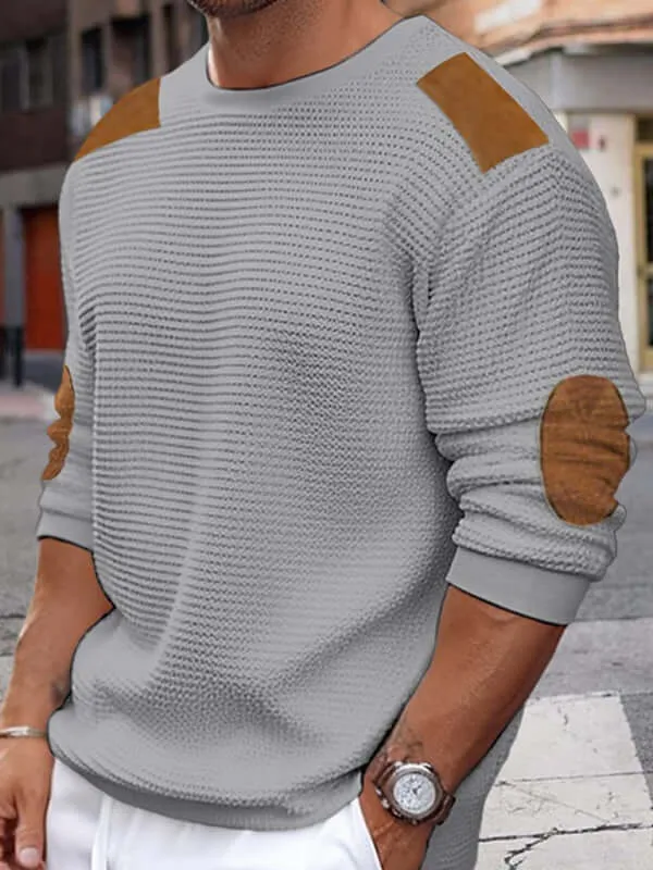 Autumn Chill: Men’s Patchwork Textured Sweater