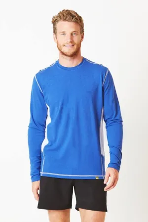 BAM Mens Baselayer Top - LS Bamboo Air Blue/White 2XL