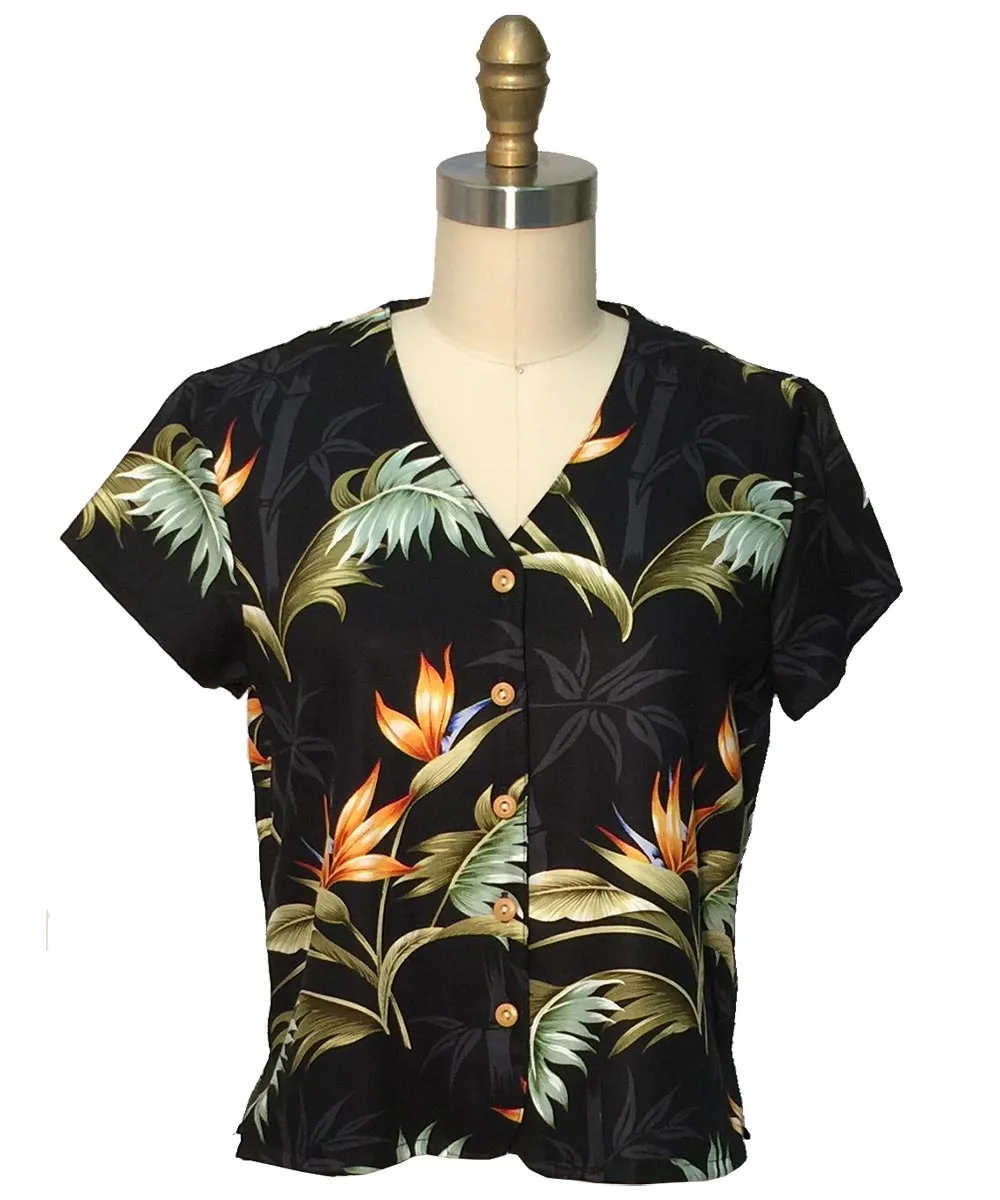 Bamboo Paradise Black V-Neck Blouse