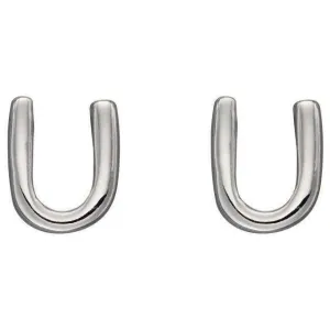 Beginnings U Initial Stud Earrings - Silver