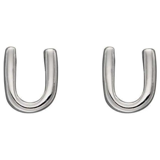 Beginnings U Initial Stud Earrings - Silver