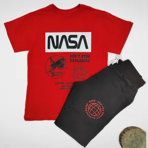 Boys Set - T-shirt & Short - "Nasa" - Red