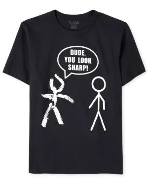 Boys Tshirt - Place - Grey (Dude, You look sharp)