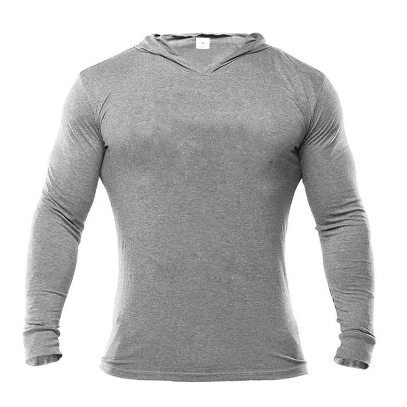 Brand Autumn Fitness Clothing -Mens Hooded T Shirt Streetwear -Bodybuilding Long Sleeve Tshirt  (TM5)(CC1)(1U100)(TM7)(1U101)(1U100)