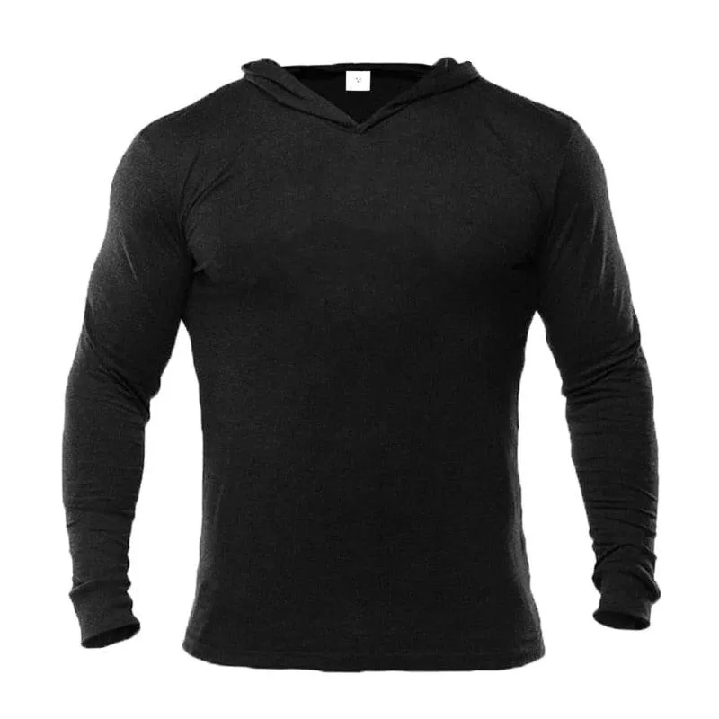 Brand Autumn Fitness Clothing -Mens Hooded T Shirt Streetwear -Bodybuilding Long Sleeve Tshirt  (TM5)(CC1)(1U100)(TM7)(1U101)(1U100)