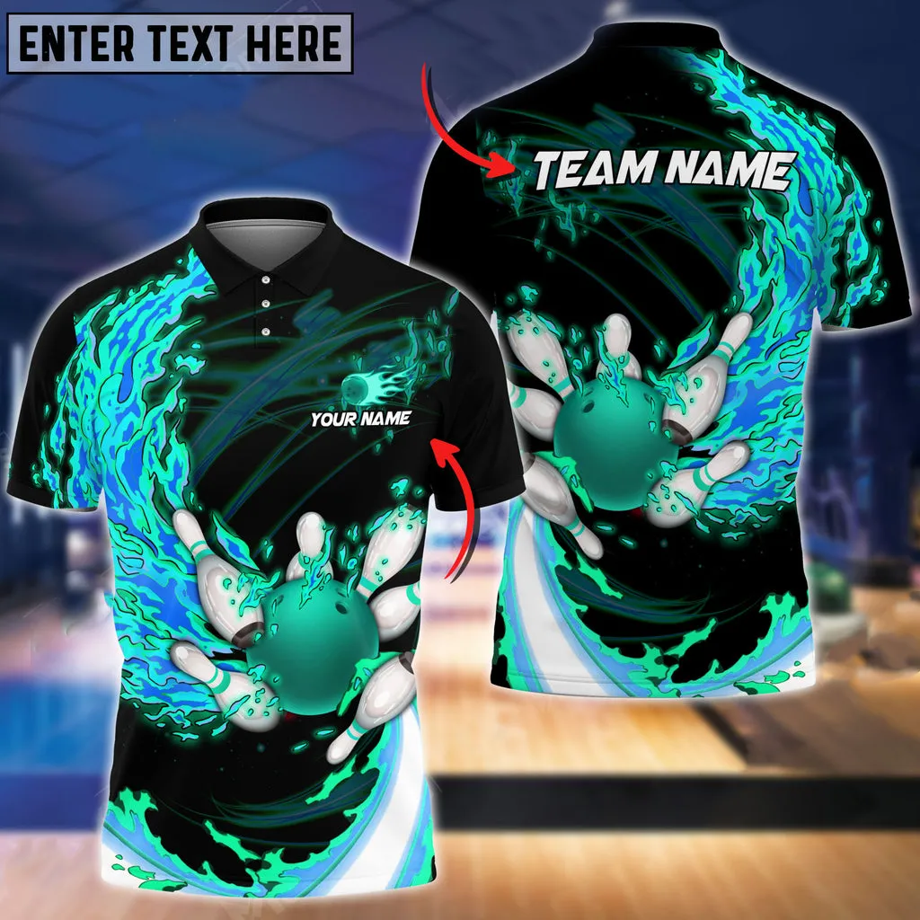 Breath Of Fire Bowling And Pins Multicolor Option Customized Name 3D Polo Shirt