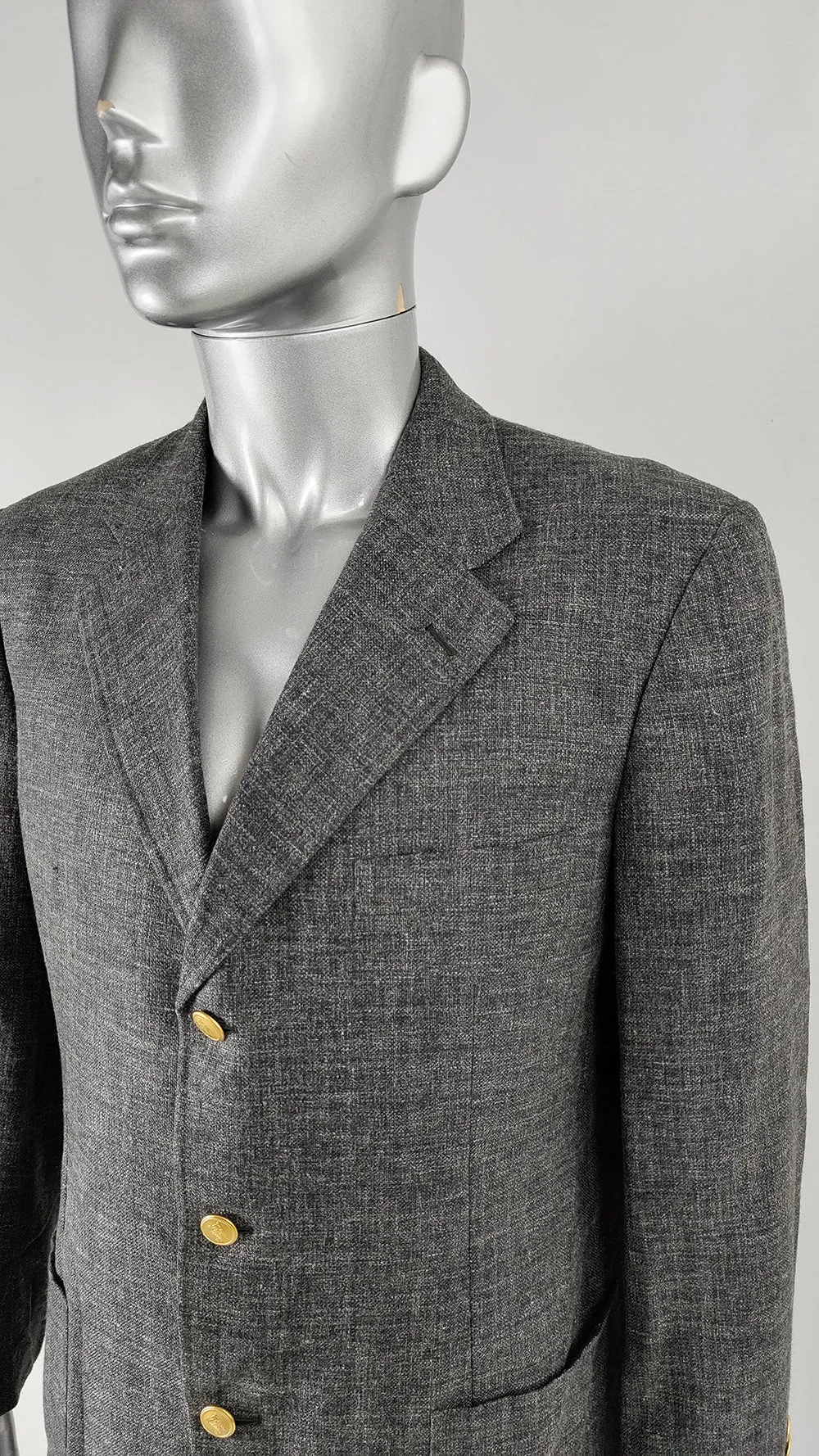 Burberry Vintage Mens Silk, Linen & Wool Blazer, 1980s