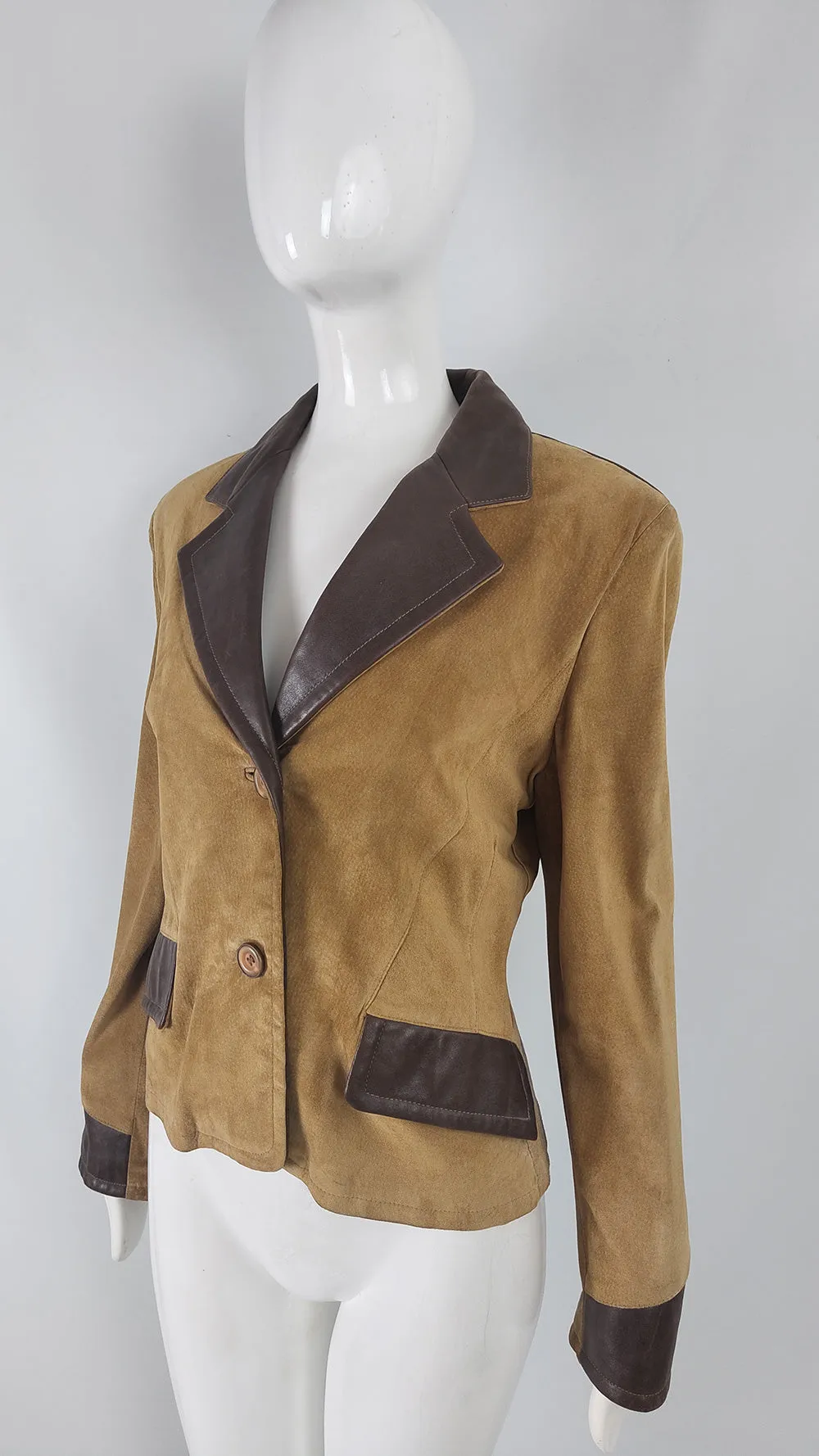 Byblos Vintage Womens Suede & Leather Fringed Jacket, 1980s