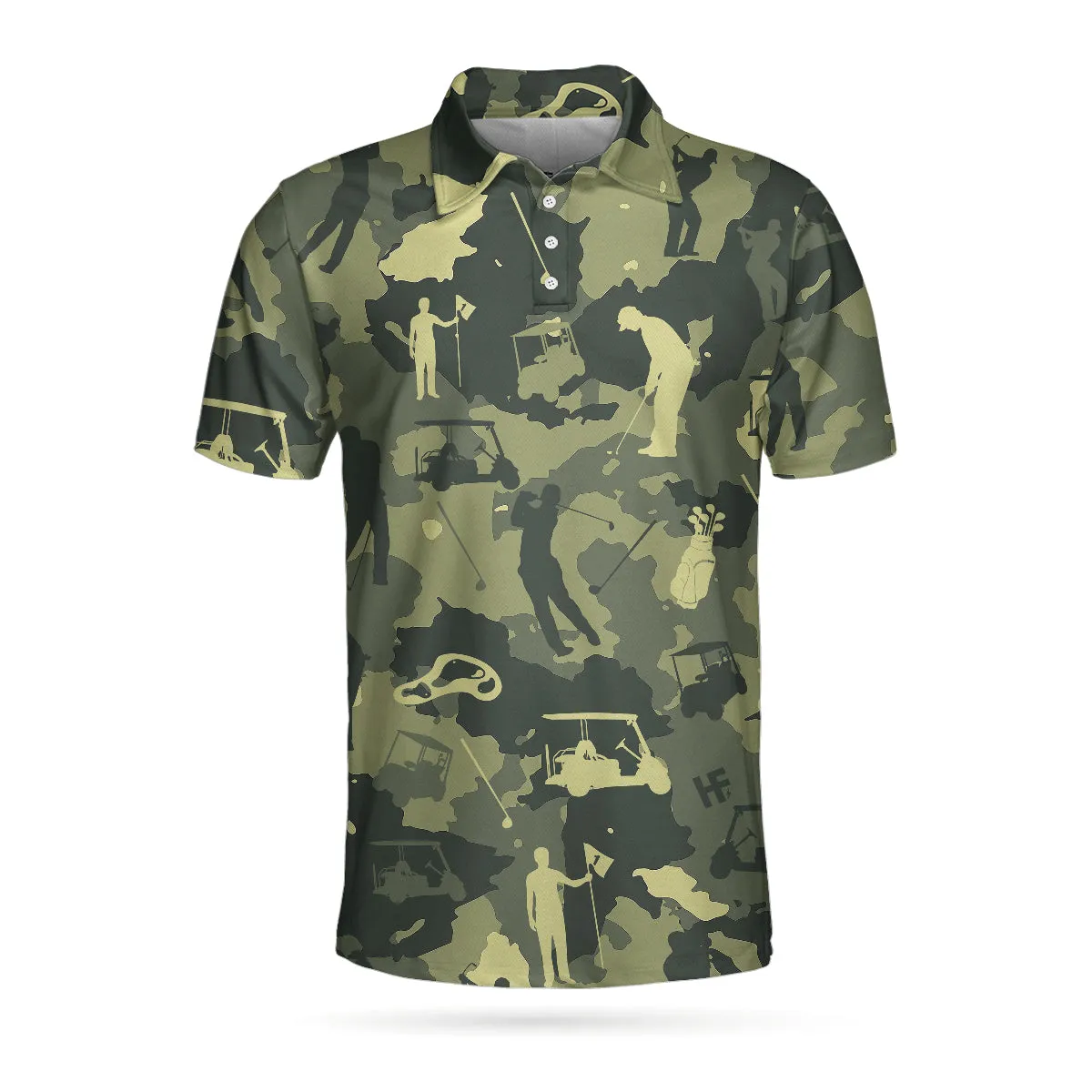 Camouflage Texture Golf Set Short Sleeve Polo Shirt, Military Polo Shirt, Camo Golf Shirt For Men Coolspod