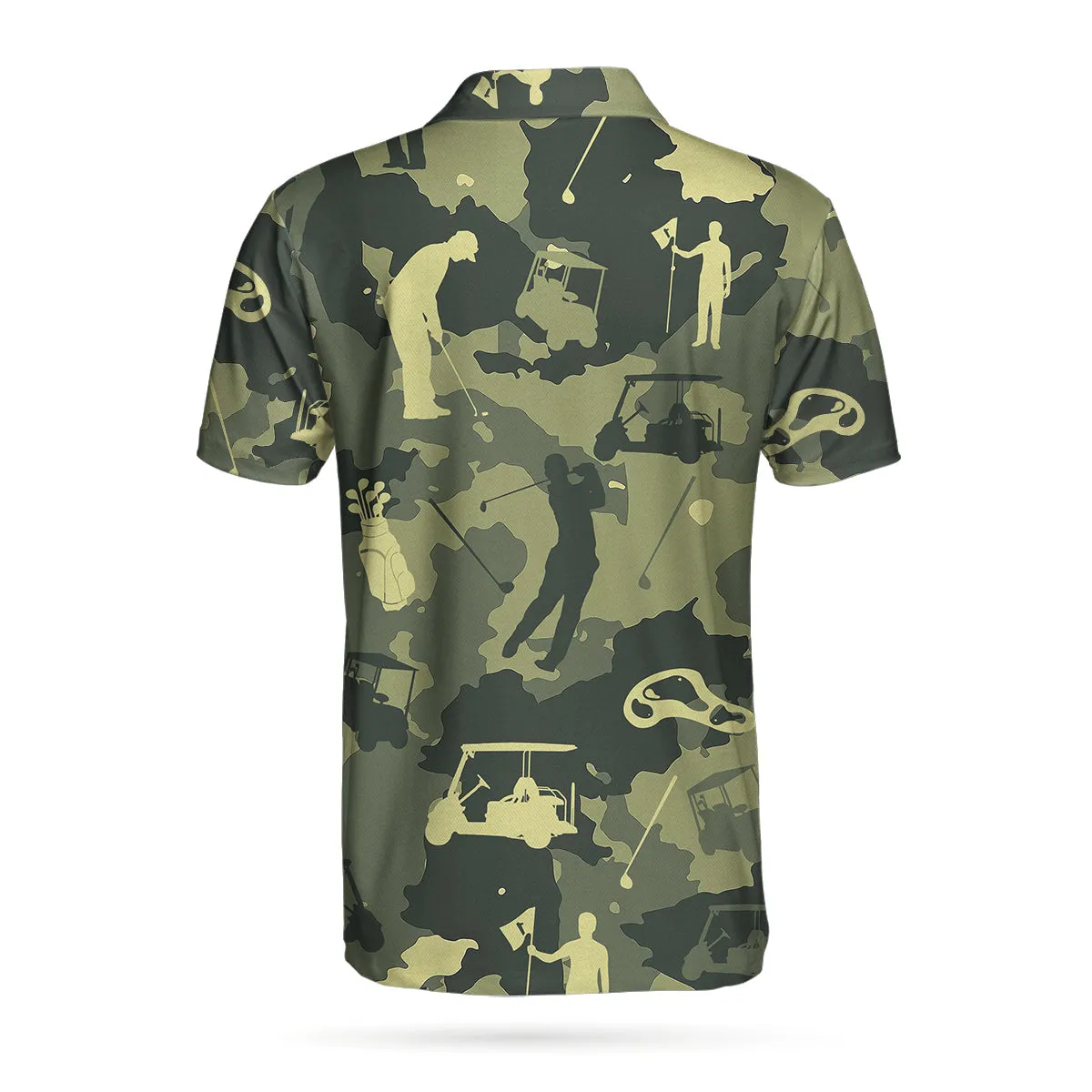 Camouflage Texture Golf Set Short Sleeve Polo Shirt, Military Polo Shirt, Camo Golf Shirt For Men Coolspod