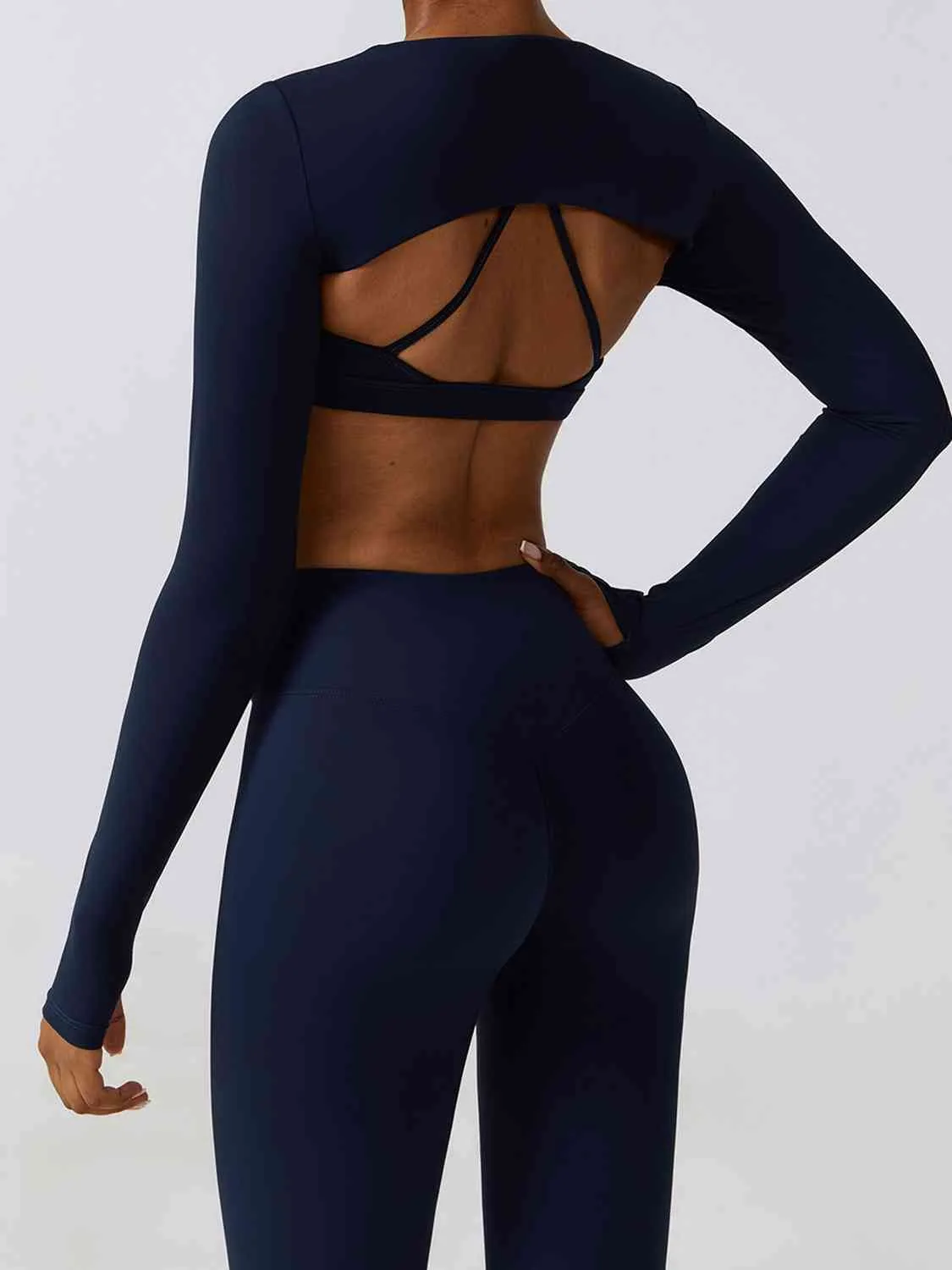 Cropped Cutout Long Sleeve Sports Top