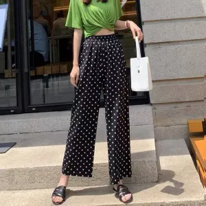 Cropped Loose Fit Polka Dot Ankle Cut Pants