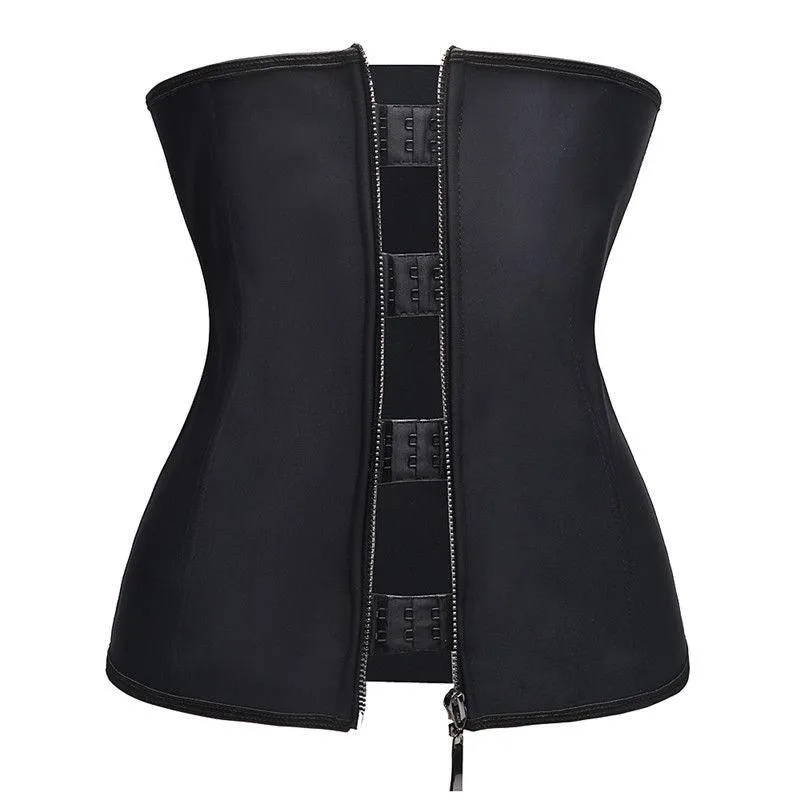 Cute Women's Latex Waist Trainer Body Shaper Corsets with Zipper Cincher Corset Top Slimming Belt Black Shapers Shapewear Plus Size(FH)(FHW1)(1U31)(1U24)