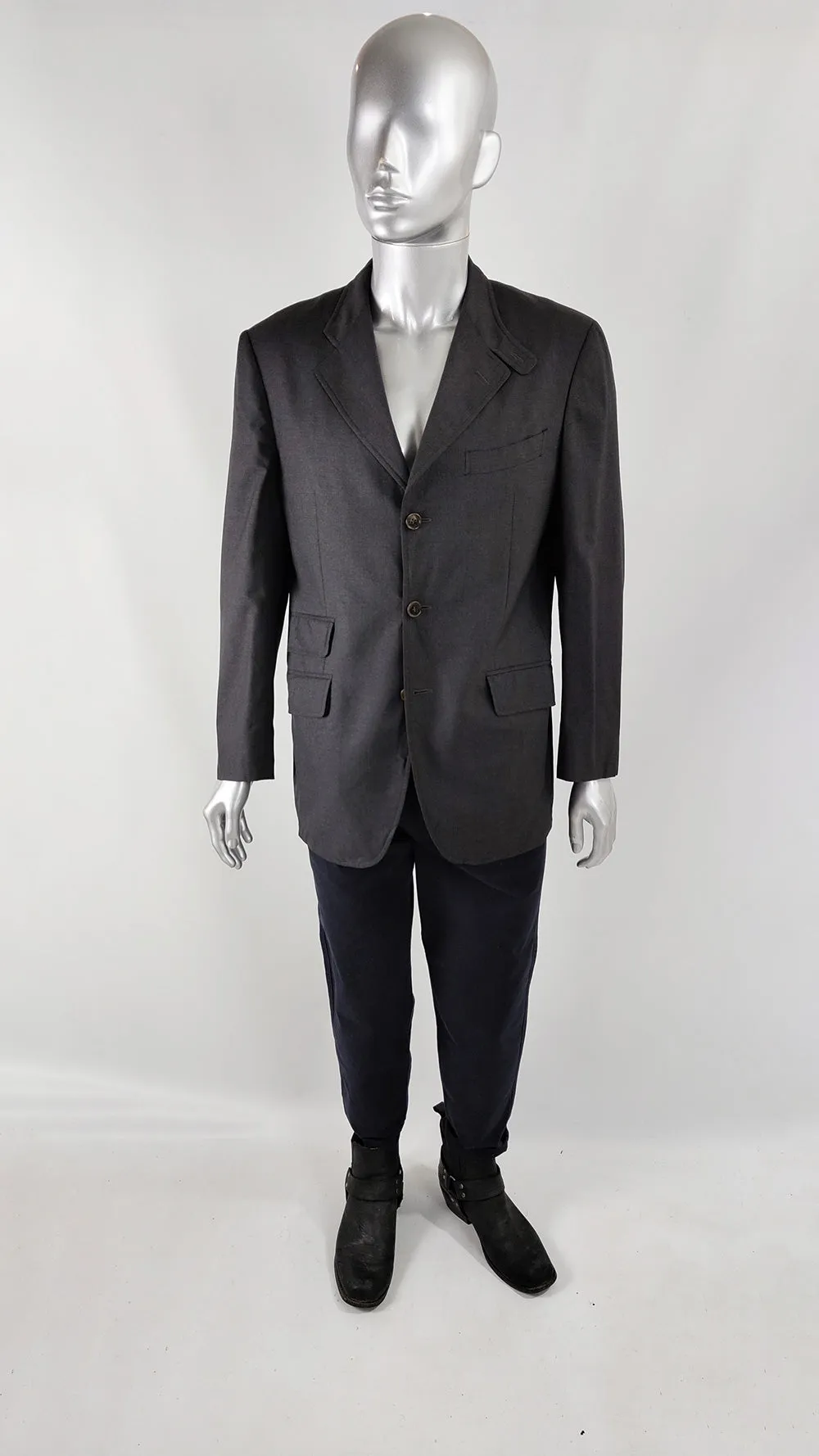 Etro Vintage Mens Dark Grey Blazer Jacket