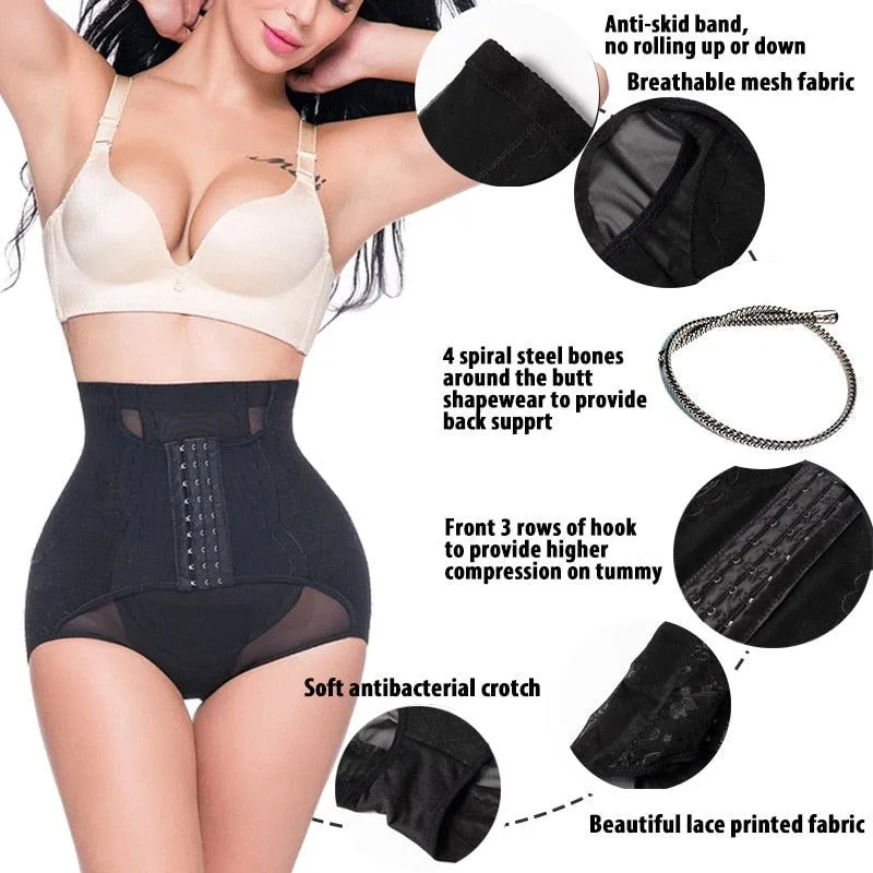 Faja Women Waist Trainer Body Shaper - Butt Lifter High Waist Control Panties Shapewear - Tummy Shaper Girdle Slimming Belt (FHW1)