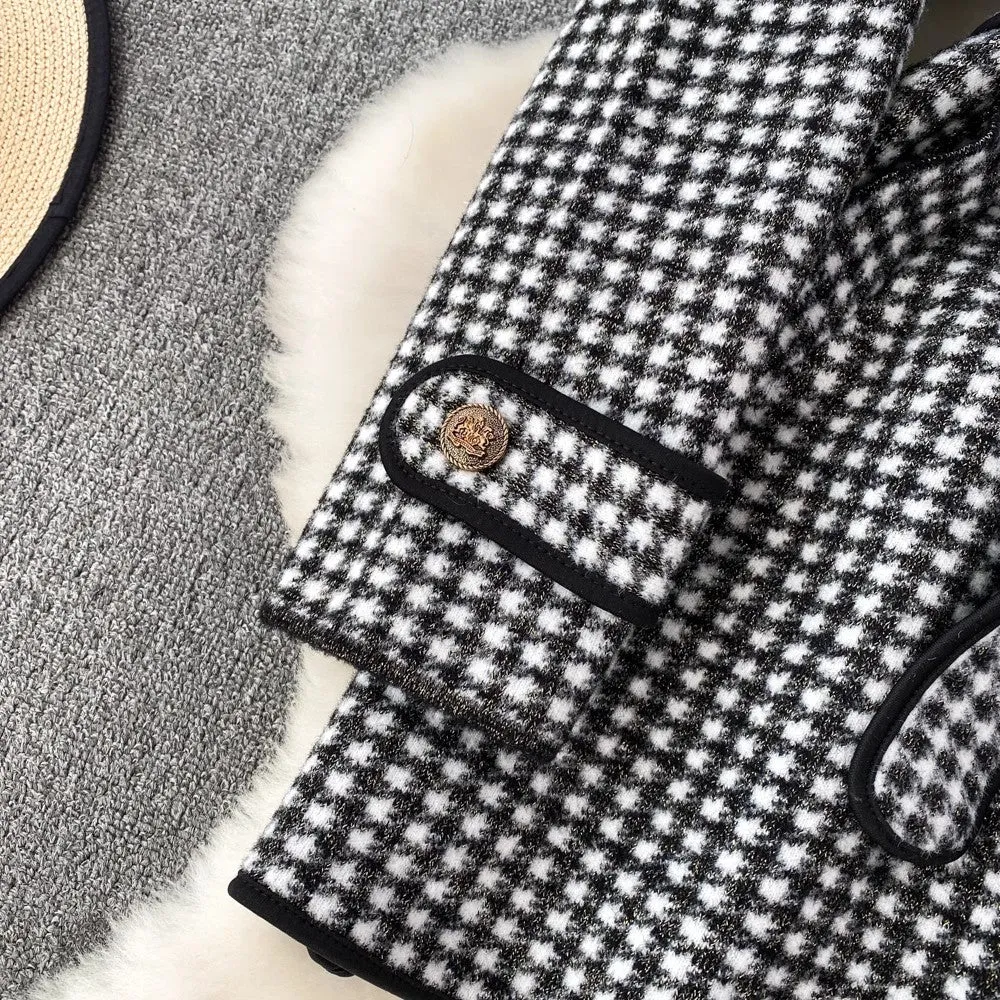 fashionable woolen coat design houndstooth coat      S3896