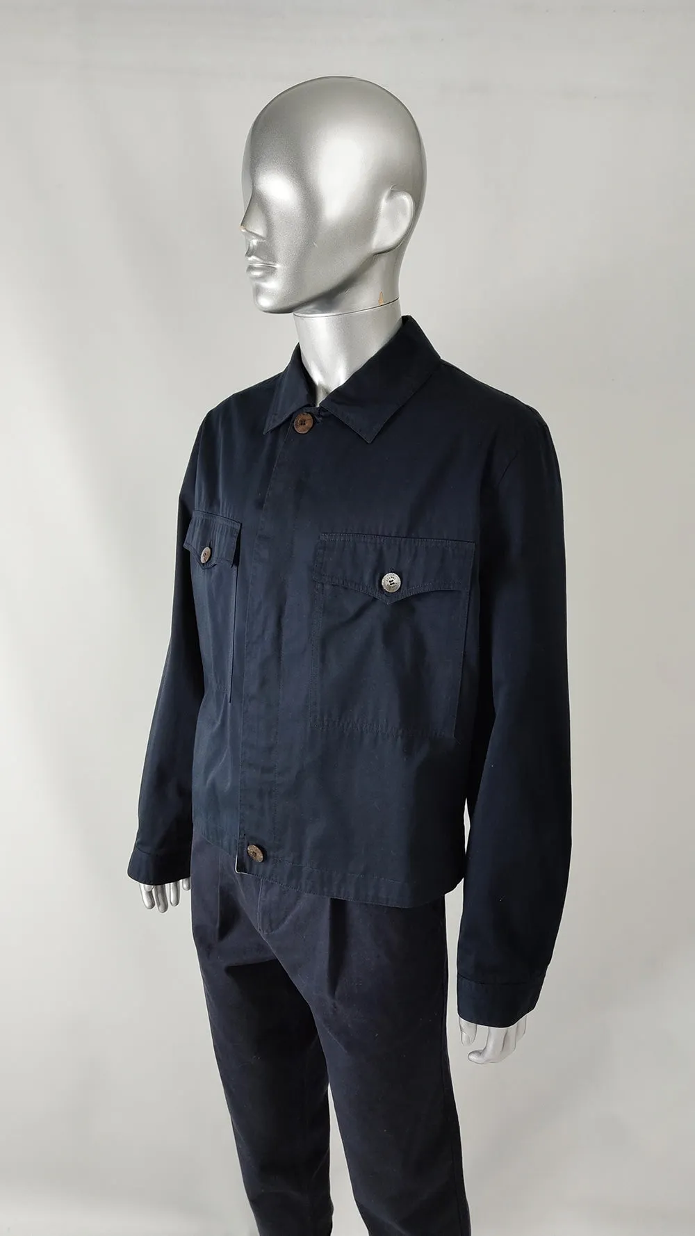 Gianni Versace Vintage Mens Navy Blue Blouson Jacket, 1990s