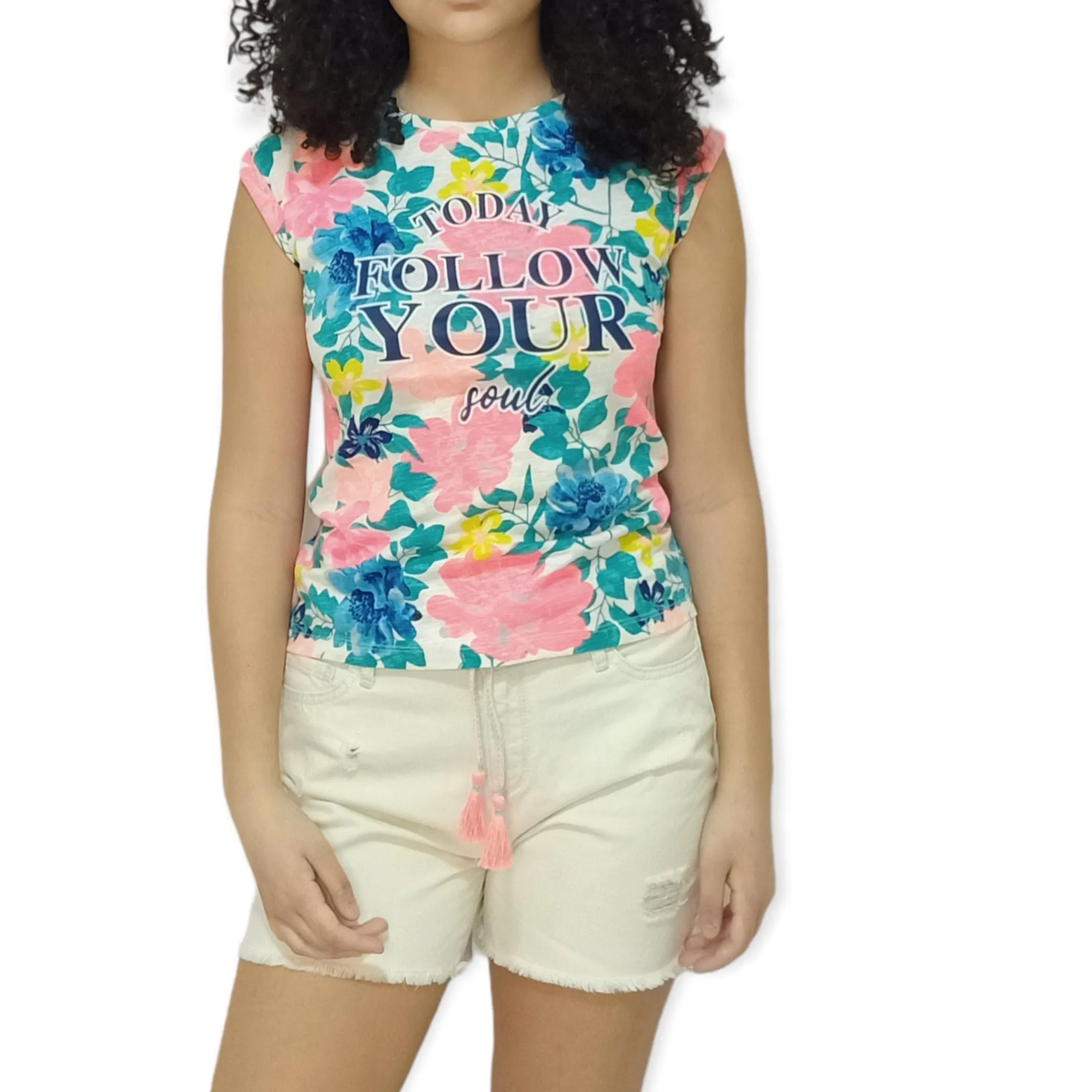 Girls Tshirt - Multi-Color - "Today Follow Your Soul"