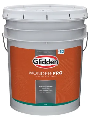 Glidden Wonder-Pro GLWP30WB/05 Interior/Exterior Paint, Flat Sheen, Pastel Base/White, 5 gal :PAIL: QUANTITY: 1