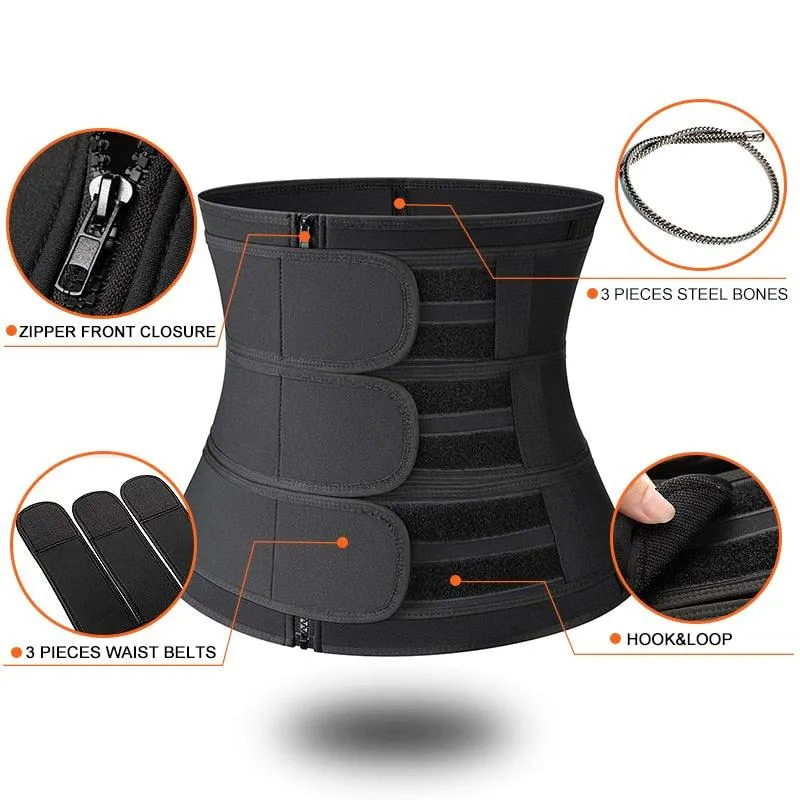 Gorgeous 3 Belts Waist Trainer Corset Women Body Shaper Neoprene Sweat Slimming Belt Sheath Reducing Curve Waist Shapers Workout Trimmer(FH)(FHW1)(1U31)(1U24)