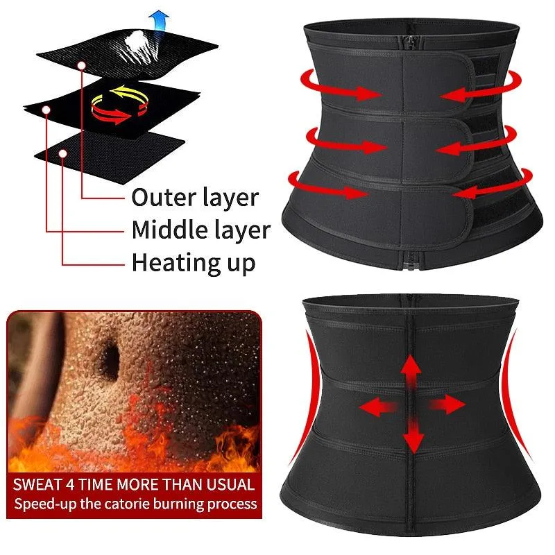 Gorgeous 3 Belts Waist Trainer Corset Women Body Shaper Neoprene Sweat Slimming Belt Sheath Reducing Curve Waist Shapers Workout Trimmer(FH)(FHW1)(1U31)(1U24)