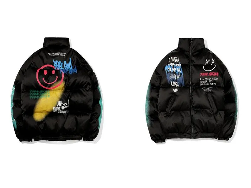 Graffiti Smile Puffer Jacket