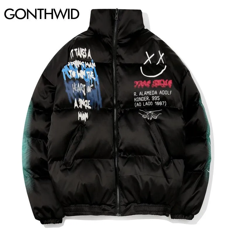 Graffiti Smile Puffer Jacket