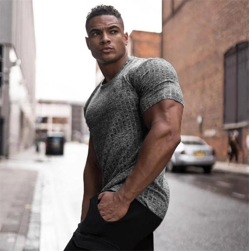 Great Men V Neck Short Sleeve T Shirt - Fitness Slim Fit Sports Strips T-shirt - Male Solid Fashion Tees Tops Summer (TM8)(1U8)(TM7)(1U101)(1U100)