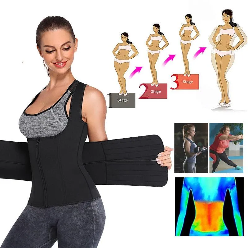 Great Sauna Waist Trainer Corset With Sweat Belt Women Shapewear - Body Shaper Weight Loss Compression Trimmer Workout Fitness(FH)(FHW1)(1U31)(1U24)