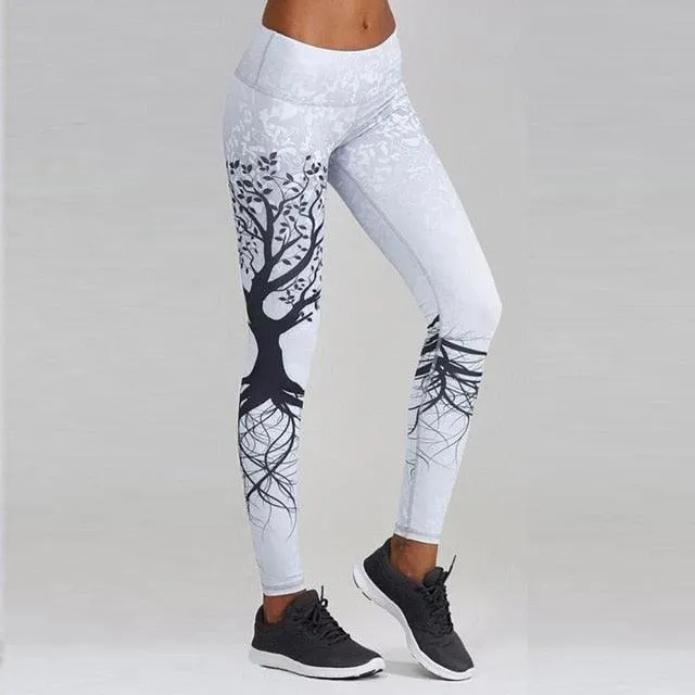 Hot Sell Women's Skull & Flower Black Leggings - Digital Print Pants Trousers - Stretch Pants - Plus Size (BAP)(TBL)