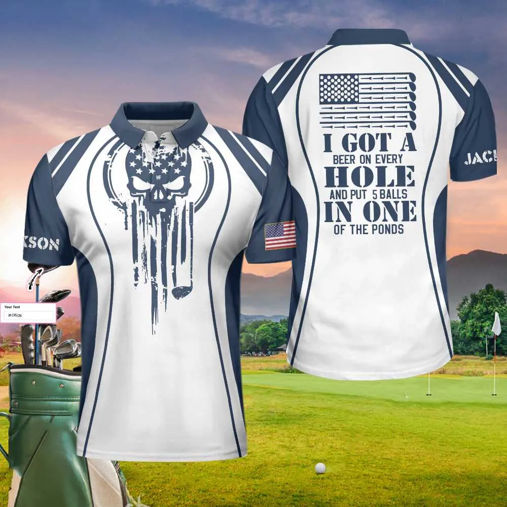 I Got A Hole In One Golf Custom Polo Shirt, Personalized Skull Golf Shirt For Men Coolspod