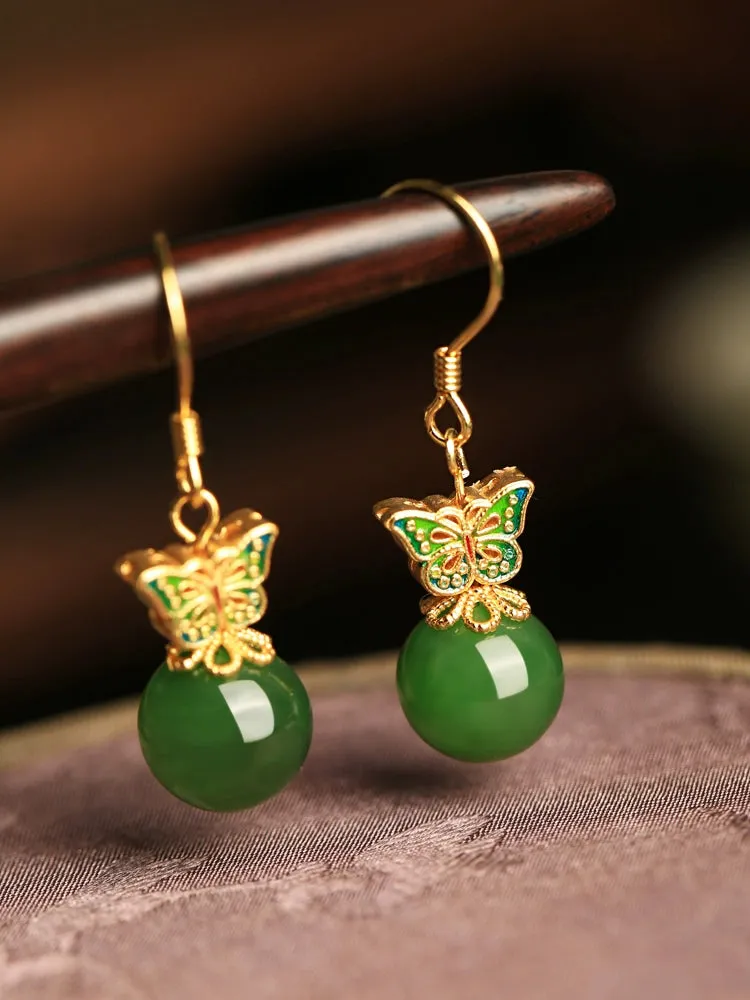 Jade Earrings: Butterfly