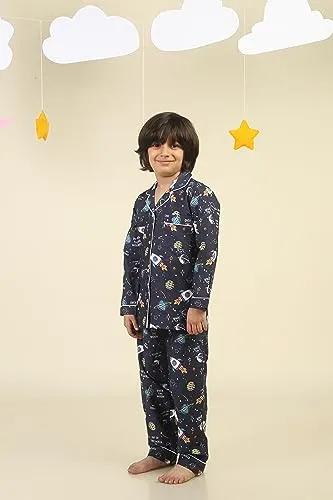 Kidoosleep Night Dress for Kids | Boys/Girls Cotton Printed Night Suit | Full Sleeve Night Dress for Girls, Kids Nightwear | Kids Sleepwear | (2-3 Years) Blue