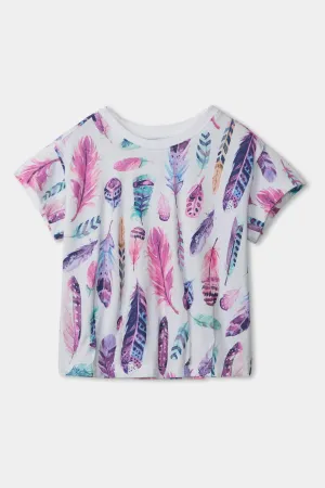 Kids Shirt Hatley Watercolor Feathers (Size 8 left)