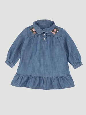 Kids Wrangler Long Sleeve Embroidered Denim Dress - 10PQD540B