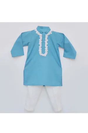 Light blue dori work kurta with white pant