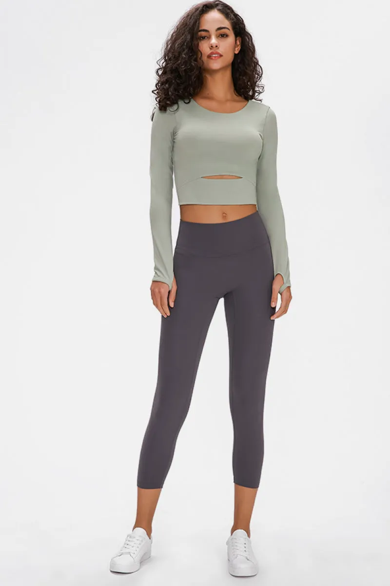 Long Sleeve Cropped Top With Sports Strap