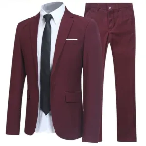 Men Lapel Collar Single Breasted Flap Pocket Blazer & Tailored Pants