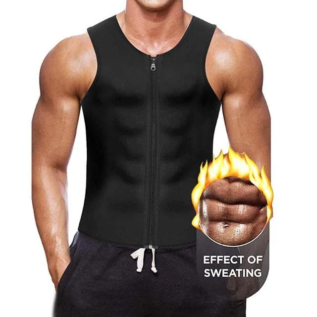 Men Waist Trainer Vest for Weight loss  Neoprene Corset Body Shaper Zipper Sauna Tank Top Workout Shirt Black Plus Size S-4XL (FHM1)(1U101)(1U9)(F101)