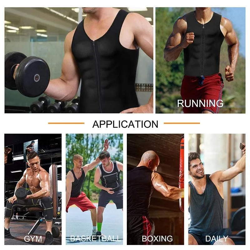 Men Waist Trainer Vest for Weight loss  Neoprene Corset Body Shaper Zipper Sauna Tank Top Workout Shirt Black Plus Size S-4XL (FHM1)(1U101)(1U9)(F101)