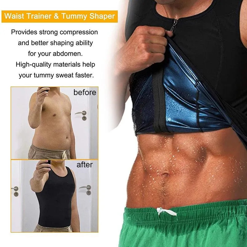 Men Waist Trainer Vest Neoprene Sauna Heat Trapping Suit Corset Mens Body Shaper Zipper Tank Top Weight Loss Workout Shirt(FHM1)(1U101)(1U9)(F101)